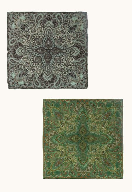 Apaszka wełna z jedwabiem dwustronna paisley 65x65 cm 