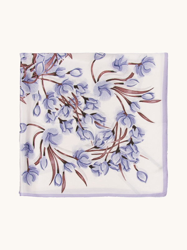 Apaszka  jedwabna Liliowa finezja 90cm x 90cm 
