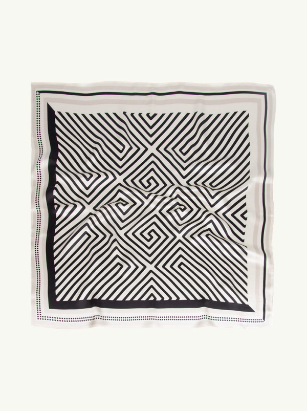 Silk scarf geometric stripes 65cm x 65cm