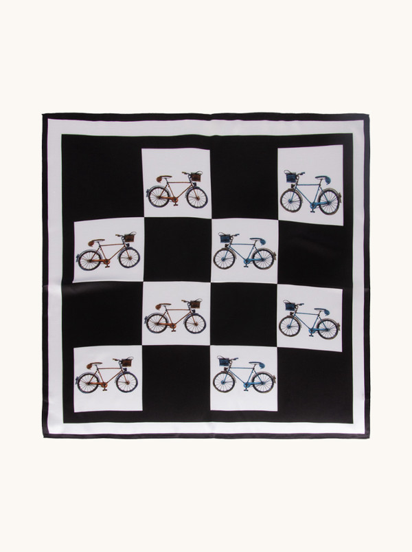 Silk scarf Bicycle through style 70cm x 70cm