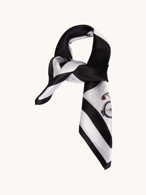 Apaszka jedwabna czarna w rowery 70x70 cm