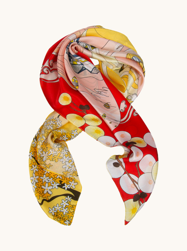 Duża apaszka  jedwabna orientalna z motywem balonów 90cm x 90cm 