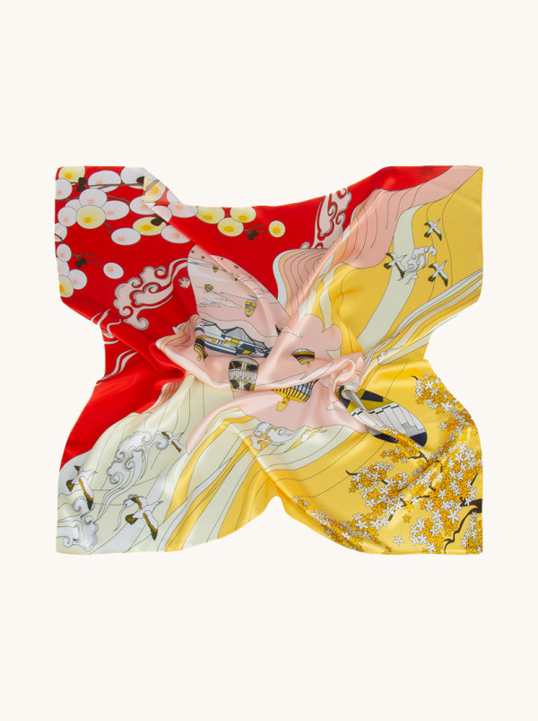 Duża apaszka  jedwabna orientalna z motywem balonów 90cm x 90cm 