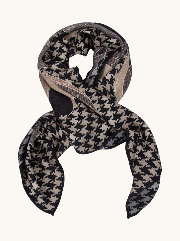 Duża apaszka wełna z jedwabiem w stylu paryskim  90 cm x 90 cm