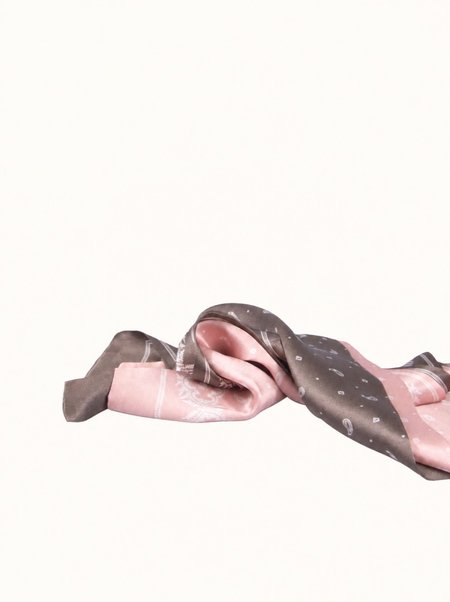 Pink silk scarf with a paisley pattern, 16x145 cm