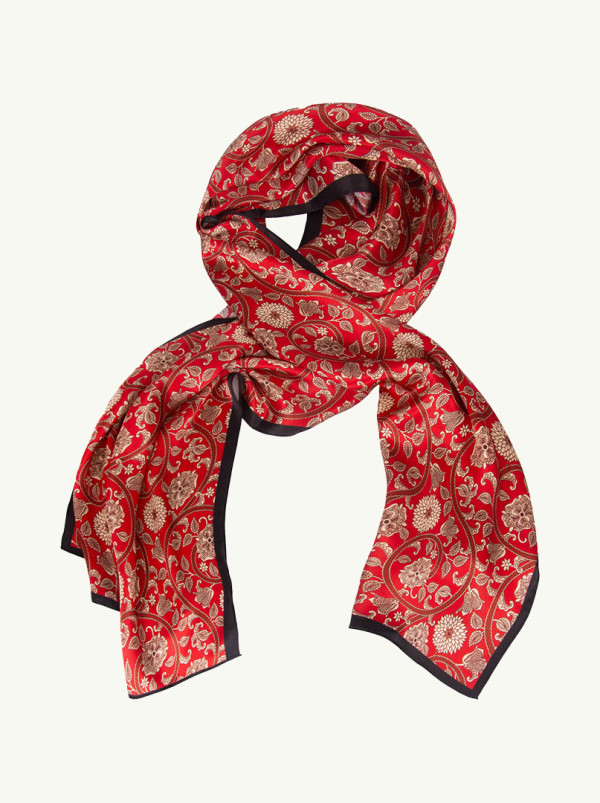 Szal jedwabny Orientalny motyw kwiatowy  55 cm x 170 cm