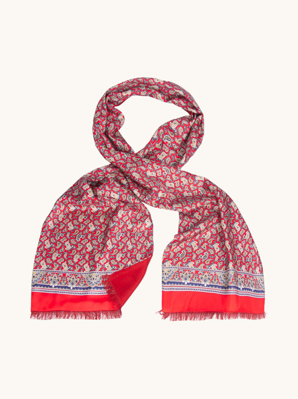 Ekskluzywny męski szal czerwony paisley  26 cm x 168 cm