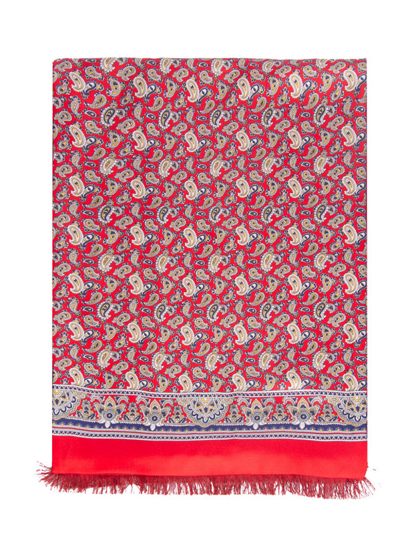 Ekskluzywny męski szal czerwony paisley  26 cm x 168 cm