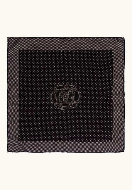 Apaszka wełna z jedwabiem dwustronna groszki 65x65 cm 