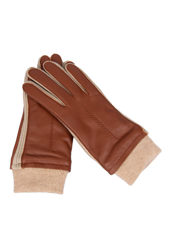 Brown sheepskin gloves insulated with wool