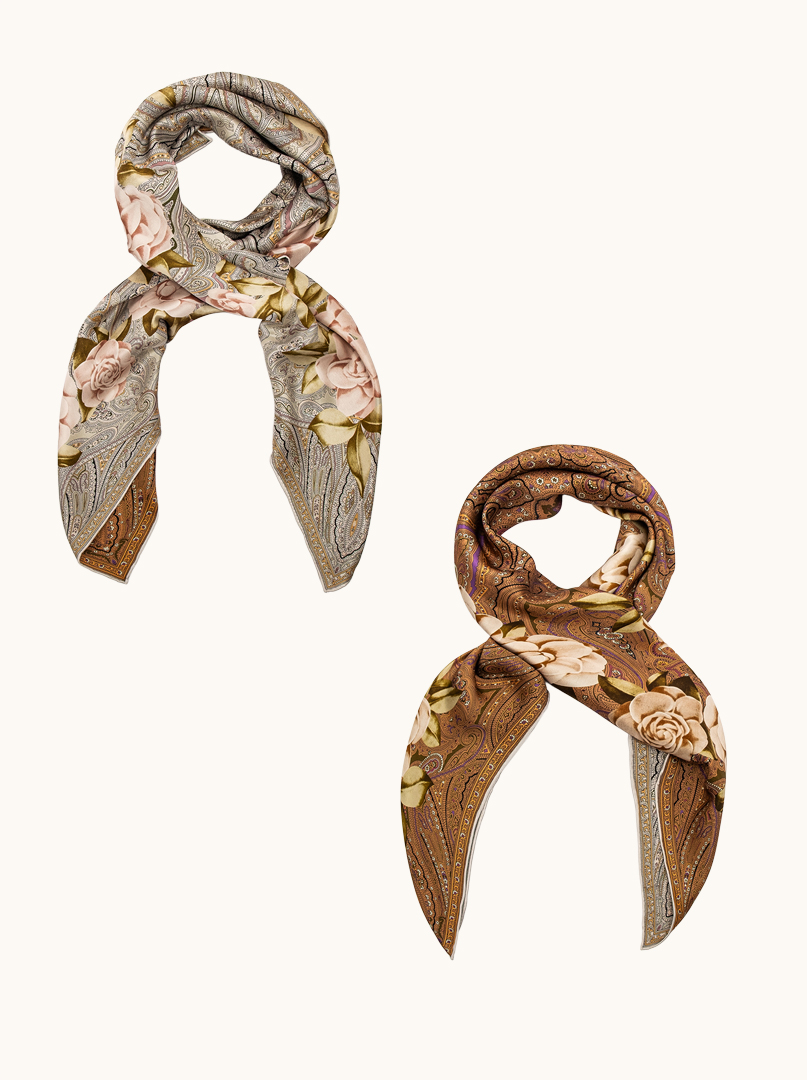 Duża chusta jedwabna ROSA DI SERA 110x110 cm PREMIUM zdjęcie 3