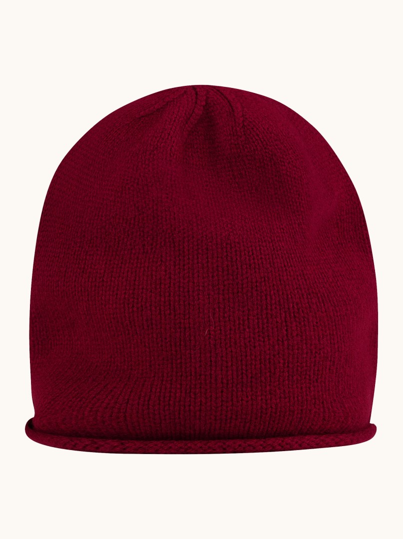 Wełniana czapka z zawiniętym brzegiem bordowa smerfetka zdjęcie 2