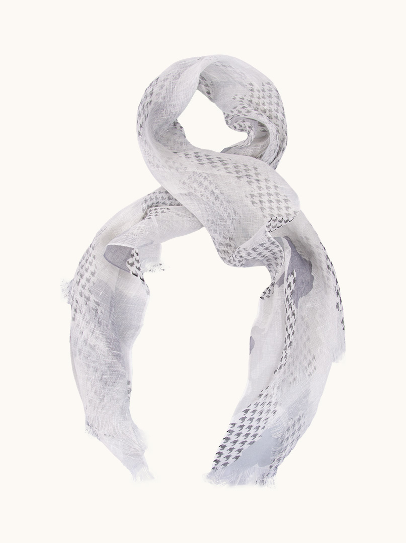 Szal ażurowy lniany w pepitkę 60cm x 180cm zdjęcie 1