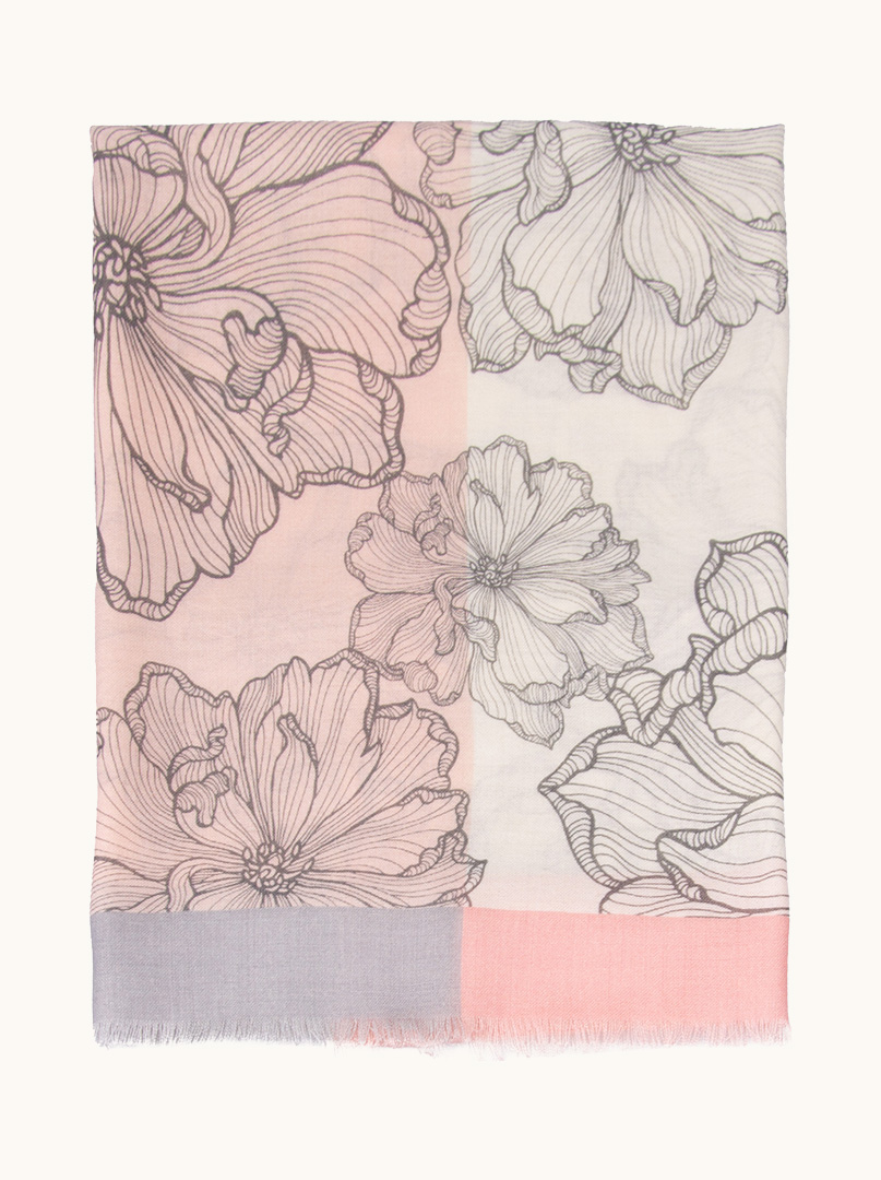 Szal 100% wełna z florystycznym twistem 95 cm x 210 cm PREMIUM zdjęcie 3