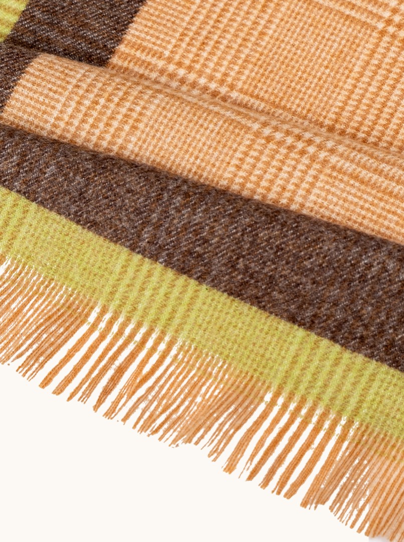 Ciepły szal z wiskozą w brązowo-limonkowym akcencie 75cm x 200cm zdjęcie 4