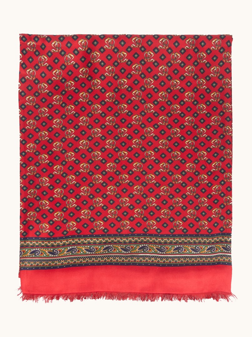 Ekskluzywny szal męski  czerwony w orientalny wzór 26x168 cm zdjęcie 2