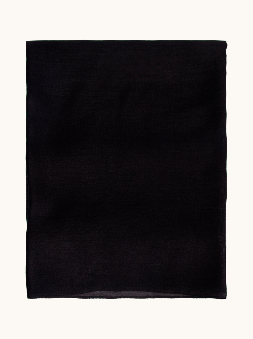 Klasyczny czarny szal wieczorowy z bawełny i jedwabiu 80 cm x 180cm zdjęcie 2