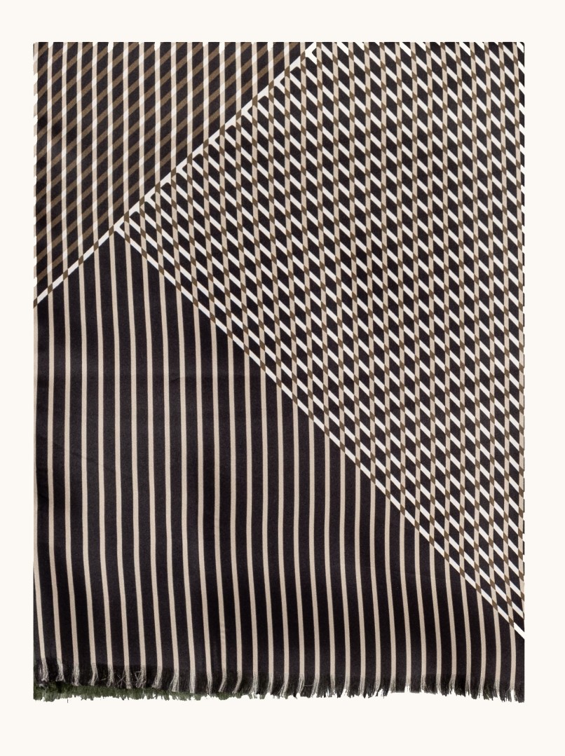 Ekskluzywny szal męski zielony w geometryczne wzory 25 cm x 160 cm zdjęcie 2
