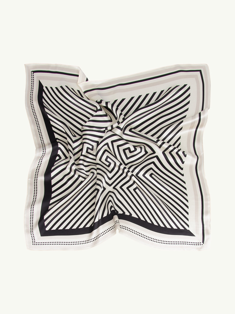 Apaszka z jedwabiu geometryczne pasy  65cm x 65cm zdjęcie 3