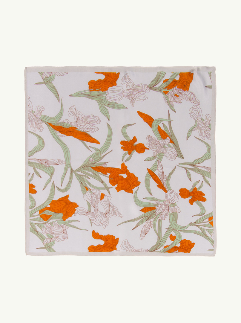 Mała apaszka  jedwabna gawroszka  w irysy 53 cm x 53 cm PREMIUM zdjęcie 4