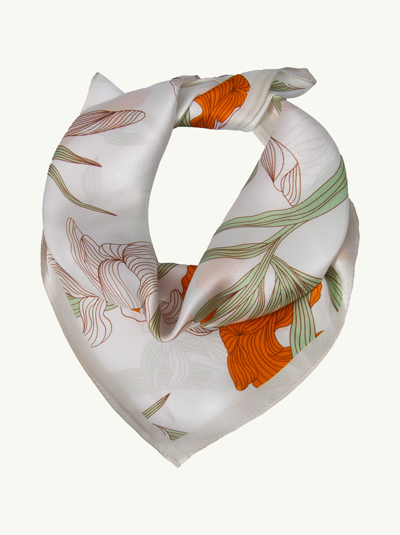 Mała apaszka  jedwabna gawroszka  w irysy 53 cm x 53 cm PREMIUM zdjęcie 3