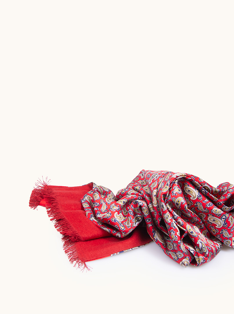 Ekskluzywny męski szal czerwony paisley  26 cm x 168 cm zdjęcie 3