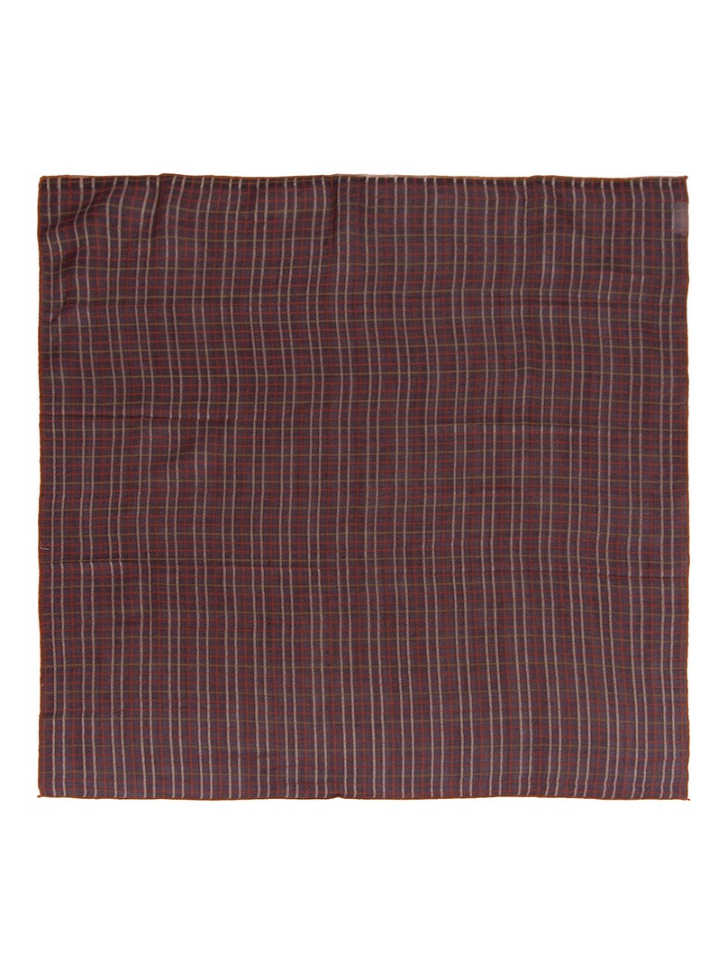 Apaszka z wełną brązowa w kratę bandama 68x73 cm zdjęcie 2